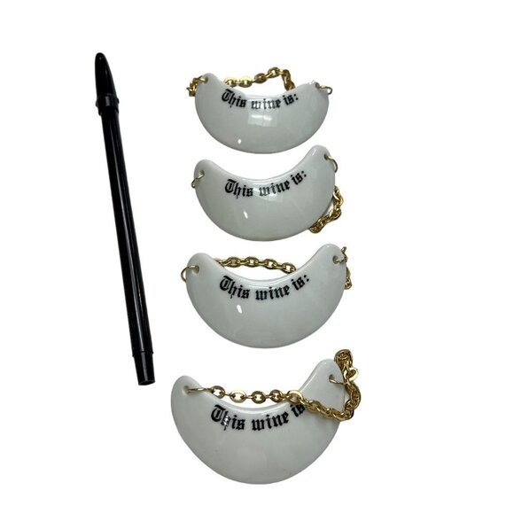 White Porcelain Bottle of Wine Markers by the Shafford Co Japan This Wine Is - Picture 2 of 6